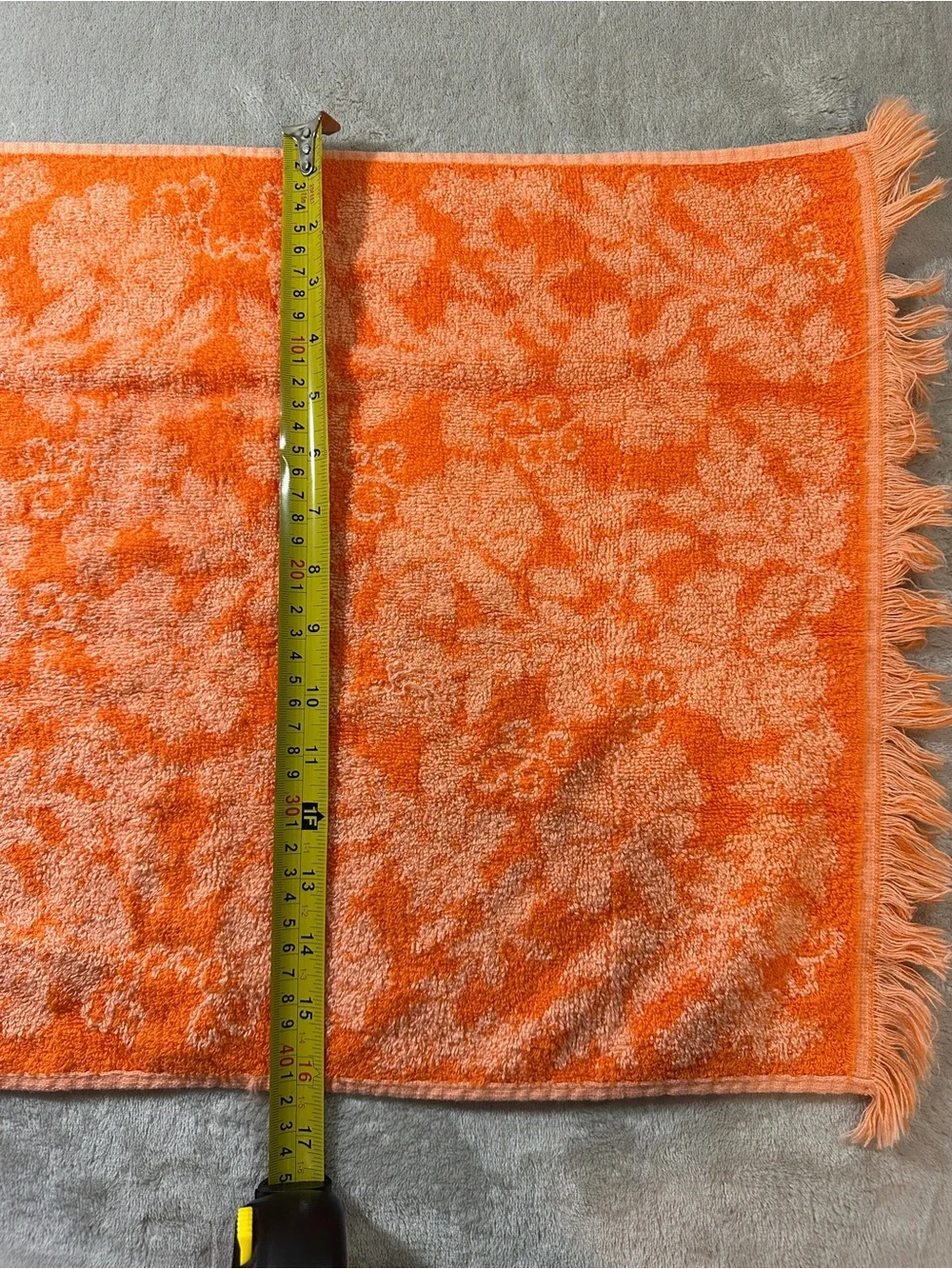 Cannon Monticello 15x2 Orange Peach Floral Fringed Cotton Hand Towel Vintage